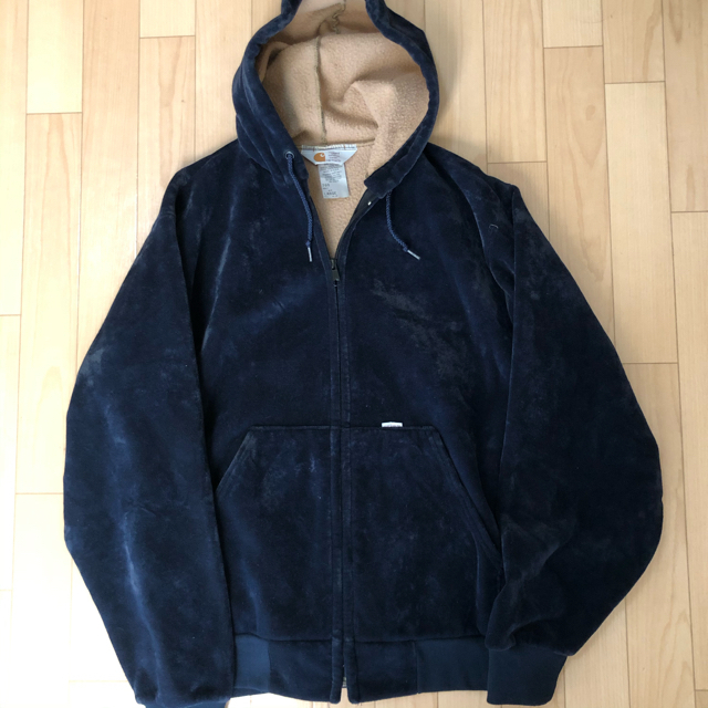 80s carhartt ベロアジップアップパーカ made in USA