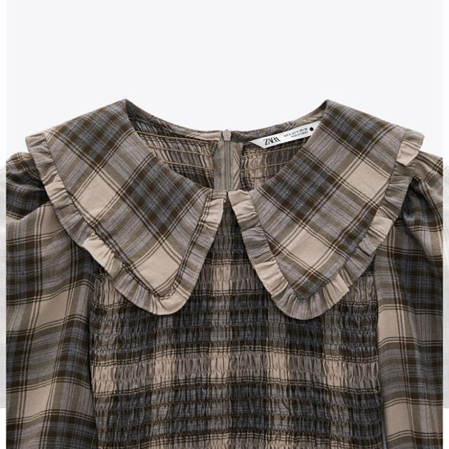 フローラル ZARA ザラ チェック柄 ピーターパン襟 トップス Mサイズ
