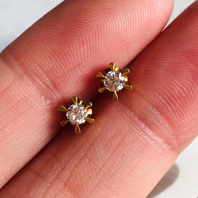 k18♡一粒ダイヤ♡ピアス♡ - ピアス