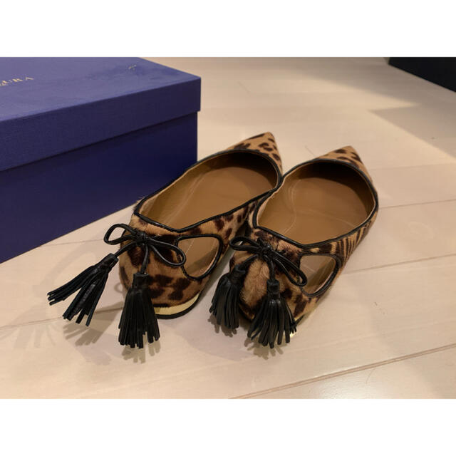 AQUAZZURA アクアズーラ ハラコ レオパード フラットシューズ