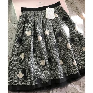 エムズグレイシー(M'S GRACY)のM's GRACY ツイード風プリントスカート🎀36（ S）(ひざ丈スカート)