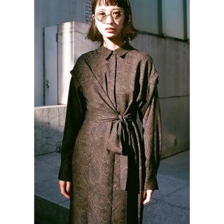 WAIST RIBBON PAISLEY SHIRTS ONEPIECE クラネ(ロングワンピース/マキシワンピース)