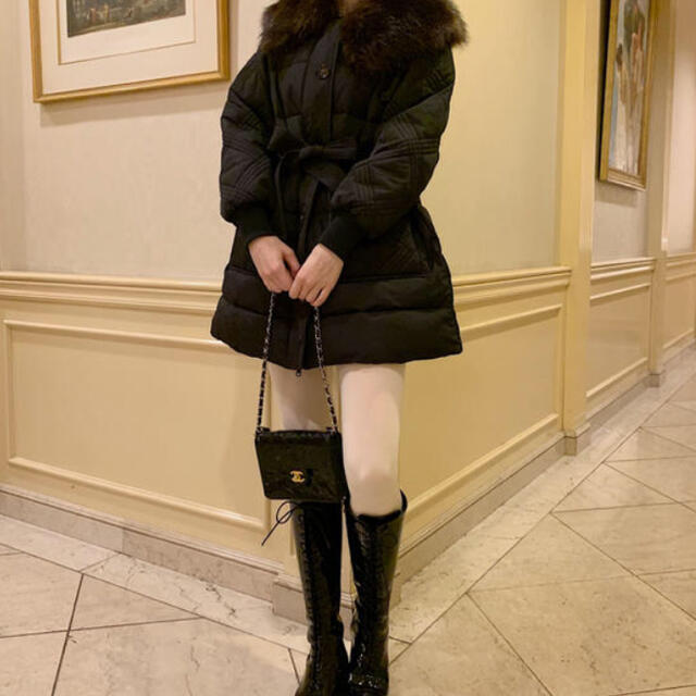 fur collar quilting down coat blackの通販 by nancy shop｜ラクマ 正規品新作