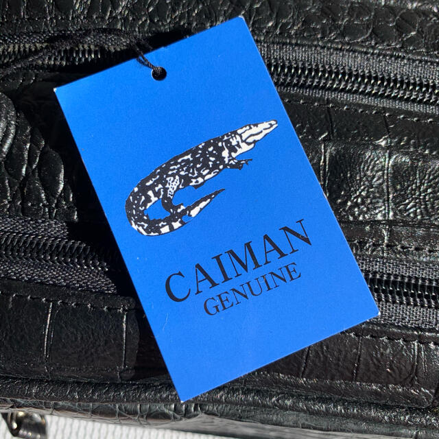 メンズ CAIMAN GENUINE ダブルファスナー セカンド バッグ - セカンド