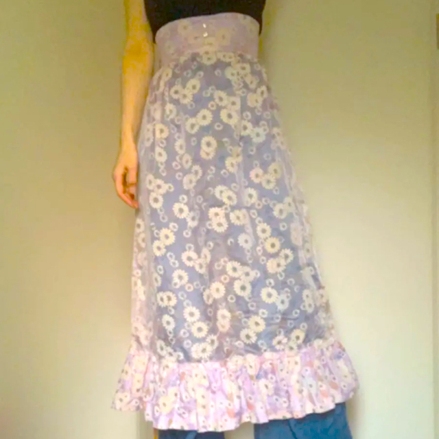 スカート　古着　ヴィンテージ   シフォン　シースルー レディースのスカート(ロングスカート)の商品写真