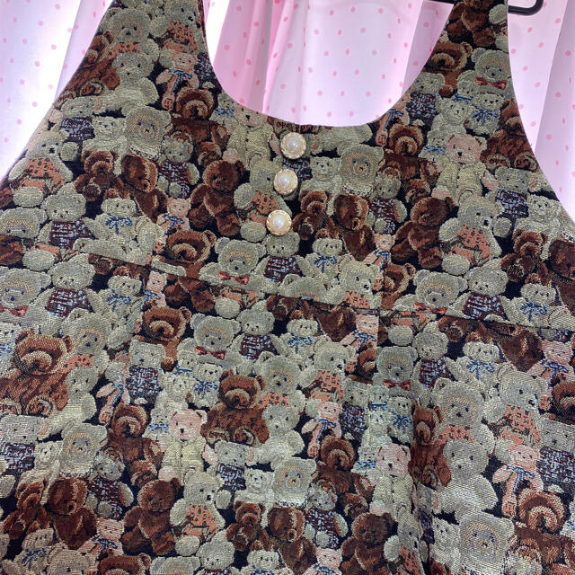 くま柄ジャンパースカート 3L レディースのワンピース(ミニワンピース)の商品写真