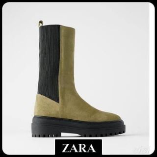 ザラ(ZARA)のZARA 新作完売品フラットスプリットスエードアンクルブーツ(ブーツ)