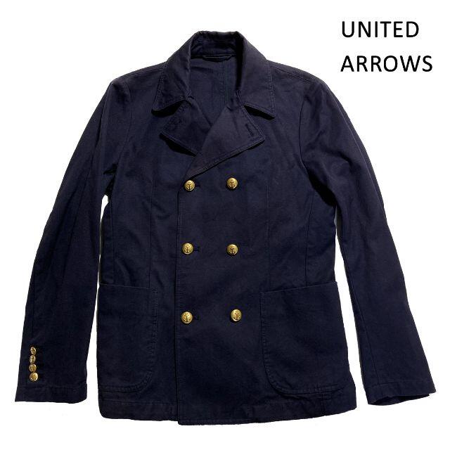 UNITED ARROWS(ユナイテッドアローズ)のユナイテッドアローズ コットンダブルジャケット Pコート 紺 L メンズ メンズのジャケット/アウター(テーラードジャケット)の商品写真