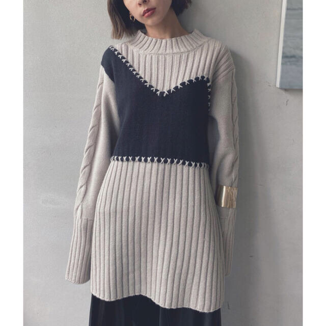 Ameri VINTAGE(アメリヴィンテージ)の⭐️ AMERI X STITCH BUSTIER KNIT 美品 レディースのトップス(ニット/セーター)の商品写真