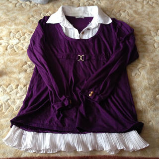 紫♡襟付きカットソー(カットソー(長袖/七分))
