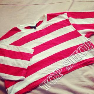 トップショップ(TOPSHOP)のTOP SHOPボーダーショートTシャツ(Tシャツ(長袖/七分))