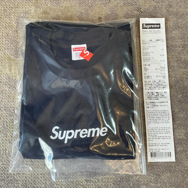 Tシャツ/カットソー(七分/長袖)Supreme Box Logo L/S Tee Navy Mサイズ