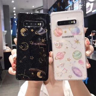 No.66 クリアー月　星空　宇宙ラメグリッター♡GALAXYケース(Androidケース)