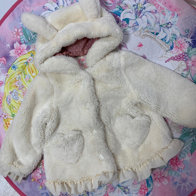 Shirley Temple(シャーリーテンプル)のうさぎ　ファーコート　S キッズ/ベビー/マタニティのベビー服(~85cm)(ジャケット/コート)の商品写真
