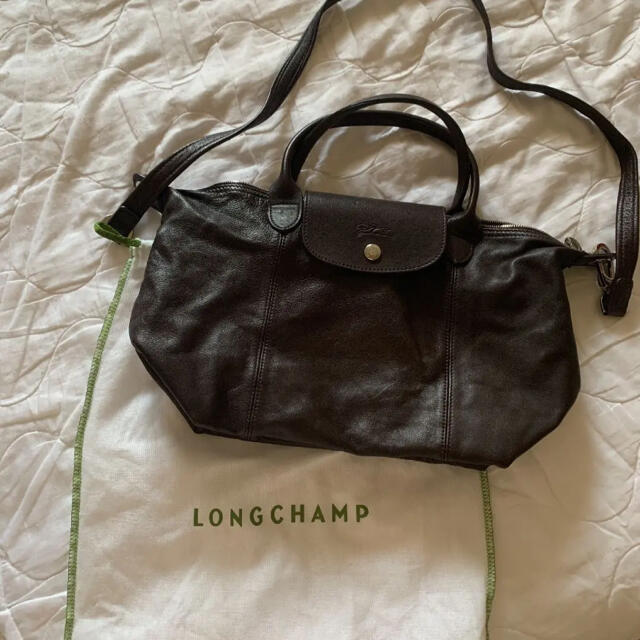 極美品✨ Longchamp ショルダーバッグ ルフローネ ダークブラウン