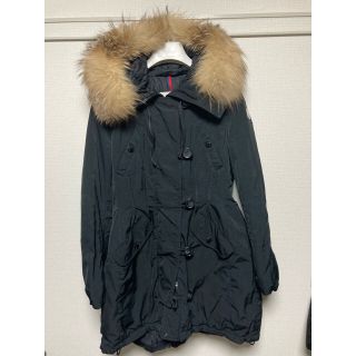 モンクレール(MONCLER)のモンクレール　ダウンジャケット　コート　ファー　モッズコート  黒　1(ダウンコート)