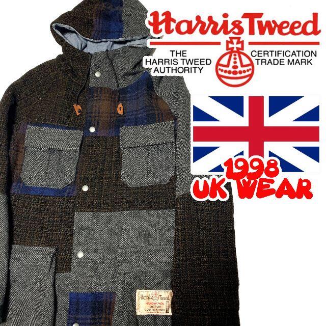 1998 UK WEAR ハリスツイード パッチワーク マウンテンパーカー M