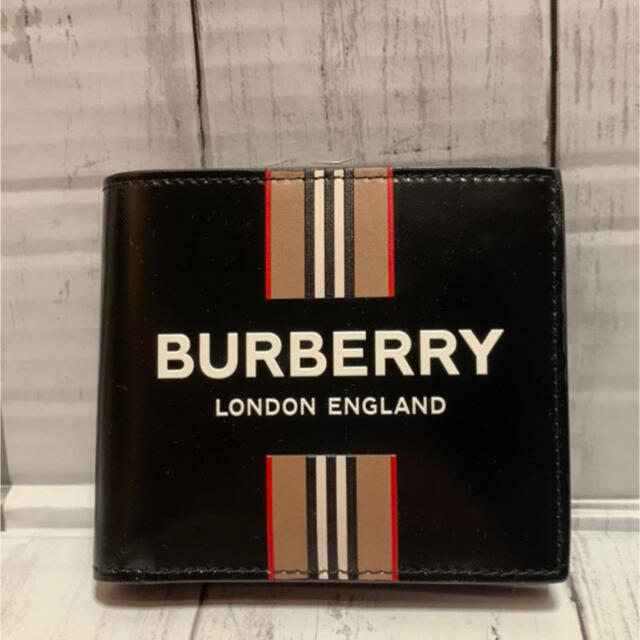 BURBERRY(バーバリー)の新品 burberry 財布 折財布 ウォレット ストライプ ロゴ ブラック メンズのファッション小物(折り財布)の商品写真