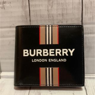 バーバリー(BURBERRY)の新品 burberry 財布 折財布 ウォレット ストライプ ロゴ ブラック(折り財布)