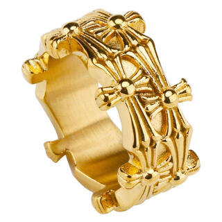 クロムハーツ(Chrome Hearts)の18金 gp 指に巻き付く ゴールド クロスリング 十字架 指輪 クロス 金(リング(指輪))