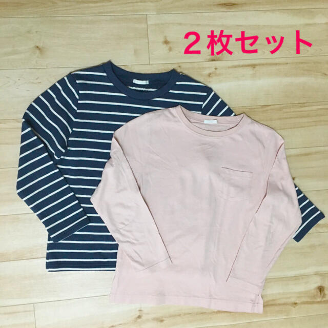 GU(ジーユー)のＧＵ　ボーダースエットと胸ポケロンＴの２枚セット キッズ/ベビー/マタニティのキッズ服男の子用(90cm~)(Tシャツ/カットソー)の商品写真