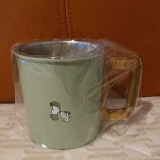 スヌーピー(SNOOPY)のSNOOPY ウッドハンドルステンレスマグ グリーン ピーナッツカフェ(グラス/カップ)