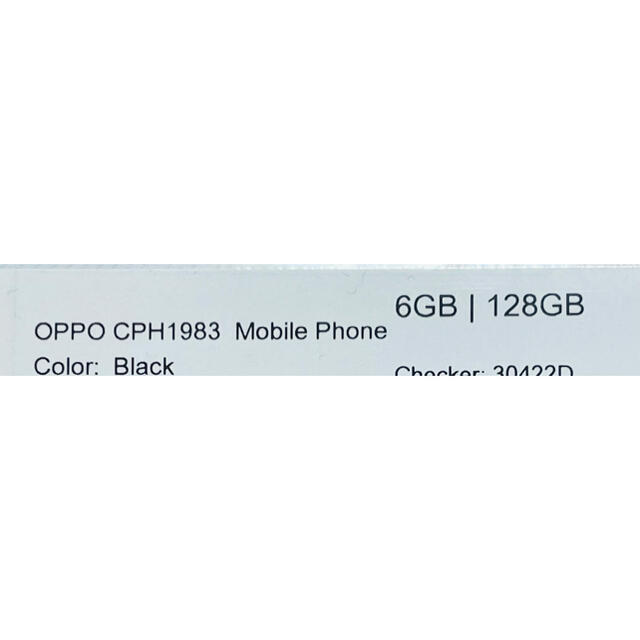 OPPO(オッポ)のOPPO Reno A 128GB ブラック スマホ/家電/カメラのスマートフォン/携帯電話(スマートフォン本体)の商品写真