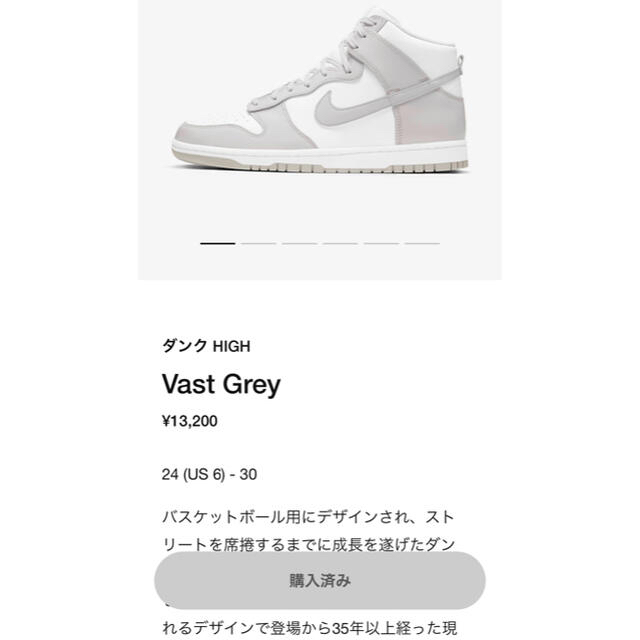 NIKE(ナイキ)のNIKE ダンク HIGH Vast Grey 新品未使用 27cm メンズの靴/シューズ(スニーカー)の商品写真