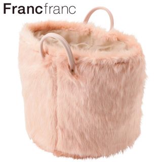 フランフラン(Francfranc)の❤新品タグ付き フランフラン ロングファーバスケット【ピンク】❤(バスケット/かご)