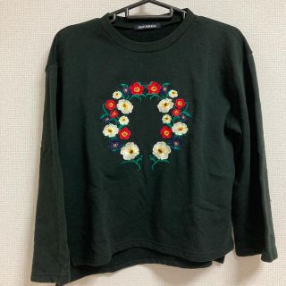 スプレイ(SpRay)のTシャツ 花 刺繍 黒 トレーナー(Tシャツ(長袖/七分))