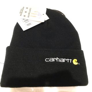  carhartt カーハート ニット帽 ブラック タグ付き　ロゴ刺繍(ニット帽/ビーニー)