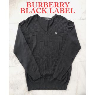 バーバリーブラックレーベル(BURBERRY BLACK LABEL)の【美品】バーバリーブラックレーベル/ニット/Vネック/ブラック/黒/サイズ3/L(ニット/セーター)