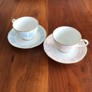 ノリタケ(Noritake)のノリタケ　ペア　カップアンドソーサー　レースウッドゴールド(食器)