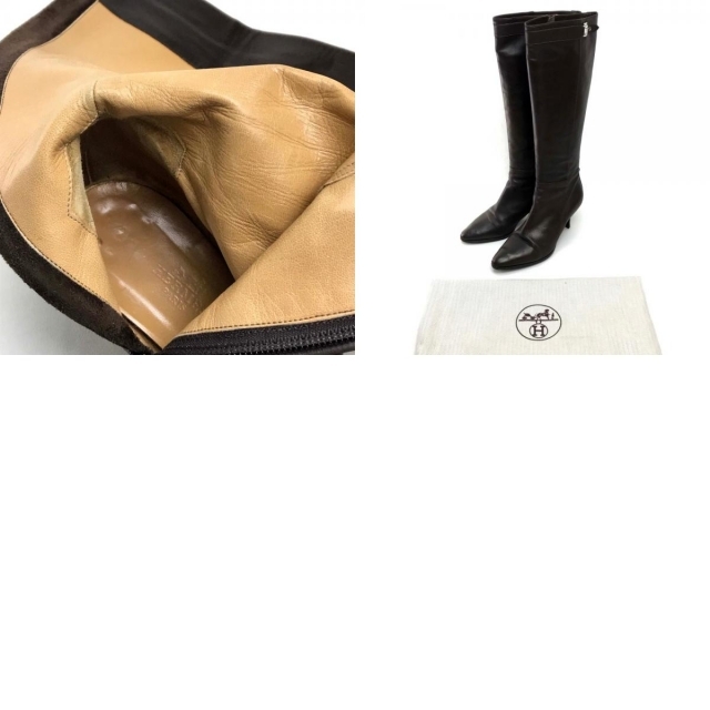 Hermes(エルメス)のエルメス ロングブーツ ローヒール ピンヒール ブーツ レザー 35 ブラウン レディースの靴/シューズ(ブーツ)の商品写真