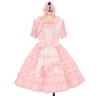 アンジェリックプリティー(Angelic Pretty)の恋するお姫様　白×ピンク　初版　ヘッドドレスセット(ひざ丈ワンピース)