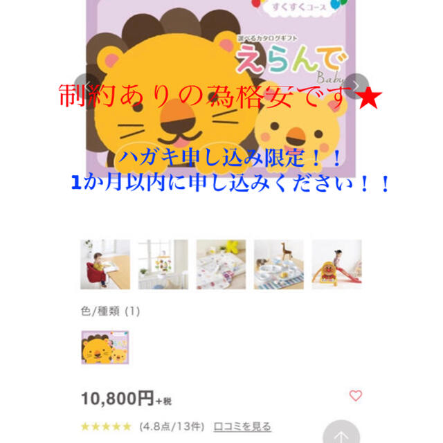 【期限あり、ハガキ申し込みのみのため安く出品】すくすくカタログギフト