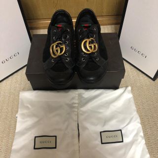 グッチ(Gucci)のGUCCI グッチ レザースニーカー シェリーライン GG 確実正規品(スニーカー)