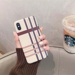 大人気 iPhoneX チェック柄 ブラウン系 ソフトケース(iPhoneケース)