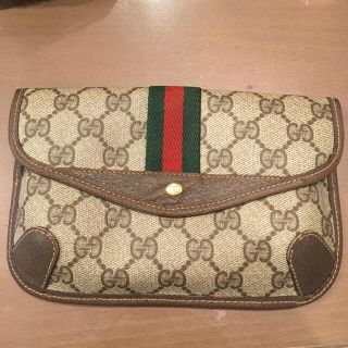 グッチ(Gucci)のオールドグッチ　GG柄シャリーラインポーチ(クラッチバッグ)