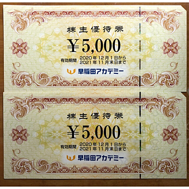 早稲田アカデミー　株主優待券　2枚　10000円分