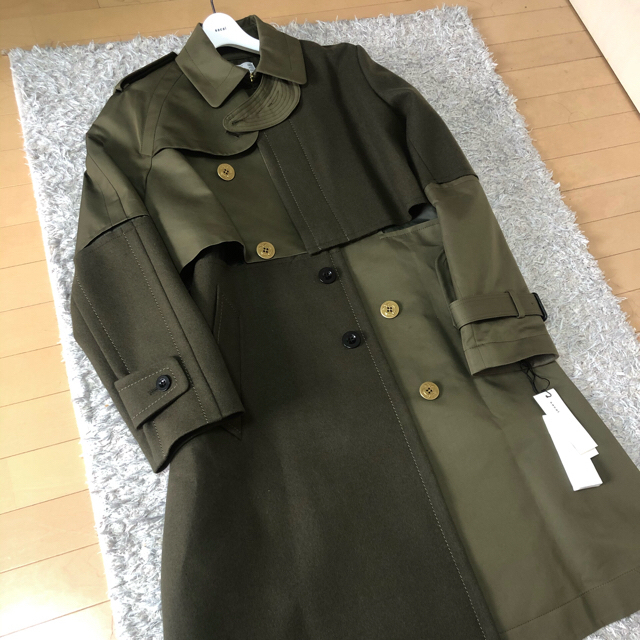 最新な cotton sacai - sacai gabardine coat Melton wool トレンチ