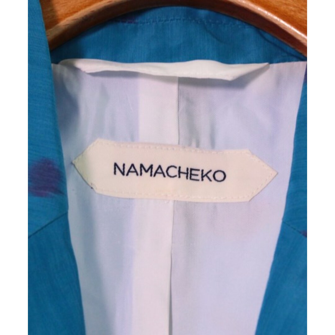 NAMACHEKO(ナマチェコ)のNAMACHEKO ナマチェコ ステンカラーコート XS 青x紫x黄緑(総柄) 【古着】【中古】 メンズのジャケット/アウター(ステンカラーコート)の商品写真