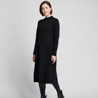 ユニクロ(UNIQLO)の☆再値下げ【新品・タグ付き】メリノブレンドフレアロングワンピース（長袖） (ロングワンピース/マキシワンピース)