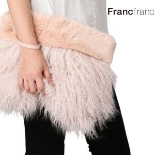 フランフラン(Francfranc)の❤新品タグ付き フランフラン ファー クラッチバッグ【ピンク】❤(クラッチバッグ)