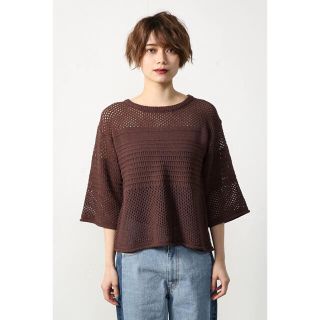 アズールバイマウジー(AZUL by moussy)のアズールバイマウジ　AZUL by moussy 透かし編みワイドスリーブニット(カットソー(長袖/七分))