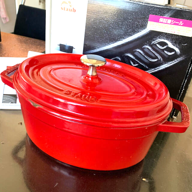 STAUB - ストウブ ピコ・ココット オーバル 23cm チェリー 外箱付きの