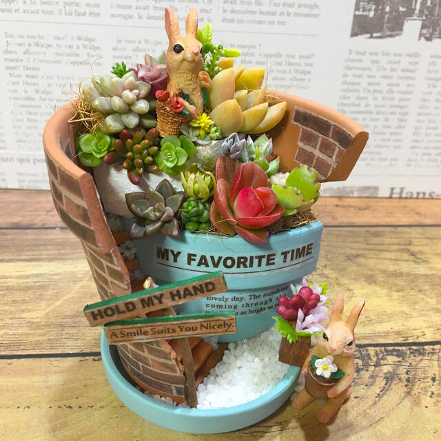 多肉植物の寄せ植え　ウサギの花屋さん ハンドメイドのフラワー/ガーデン(その他)の商品写真