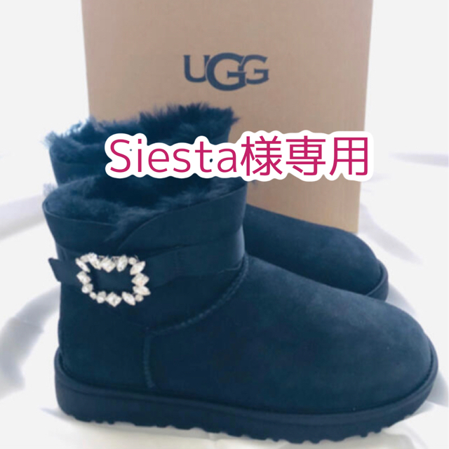 靴/シューズ新品未使用☆UGG ビジュー付ショートブーツ　黒　24cm