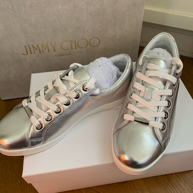 定価約8万円 ジミーチュウ スニーカー シルバー JIMMY CHOO 新作モデル