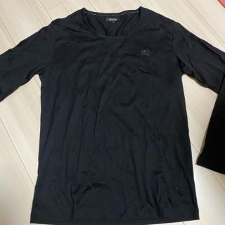 バーバリーブラックレーベル(BURBERRY BLACK LABEL)の美品！バーバリー ブラックレーベル ロンT サイズ3 ブラック(Tシャツ/カットソー(七分/長袖))